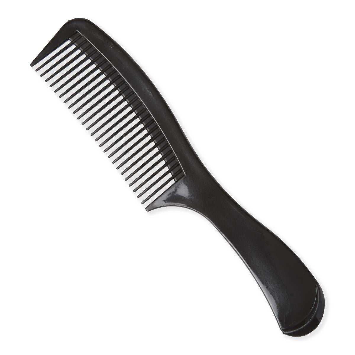 Large-Tooth Comb with Handle - Professional Detangling Hair Comb for Thick, Curly & Wet Hair - Black
