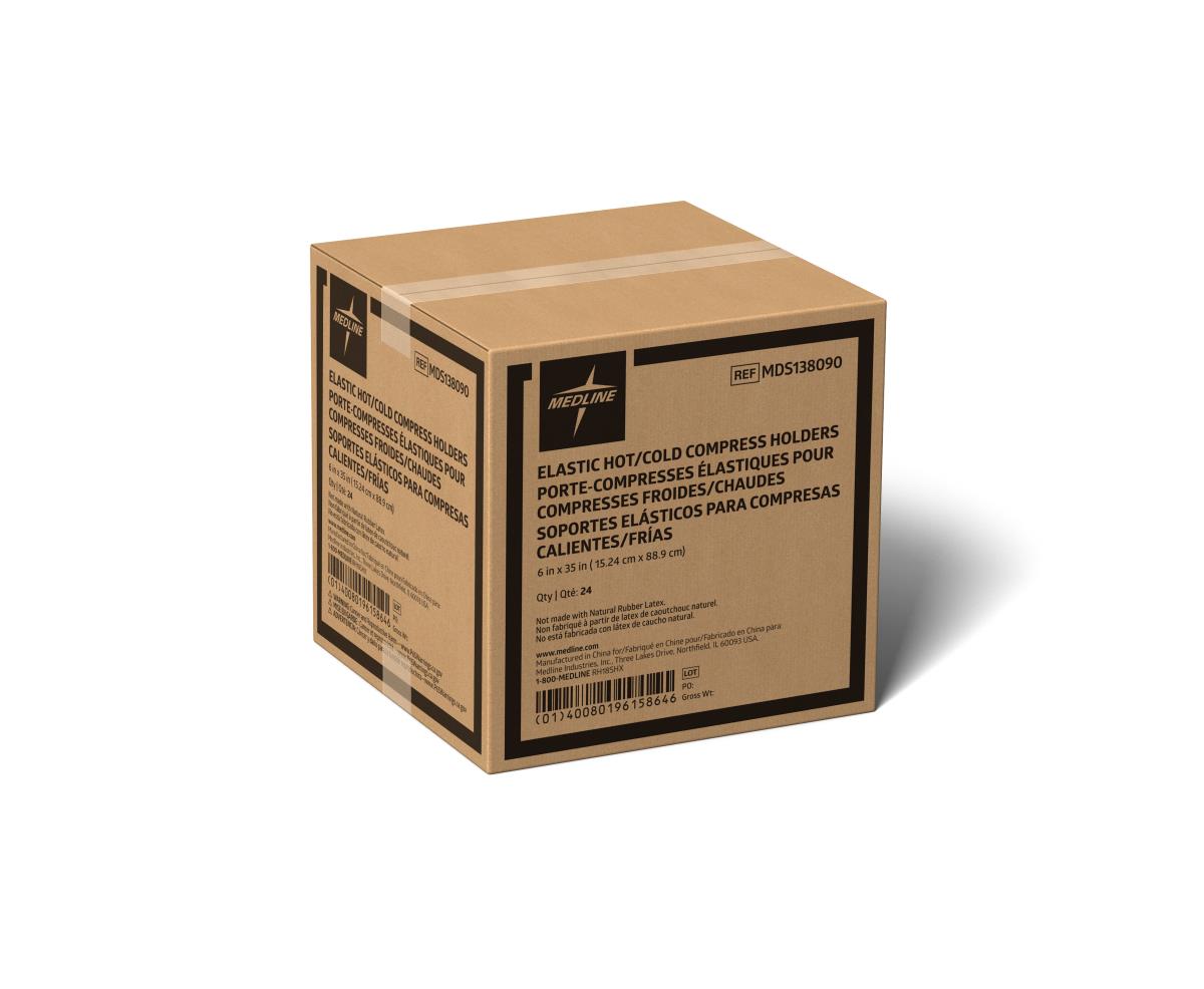 Compress Holders for Hot and Cold Therapy Packs - Elastic Bandage Style with Pouch - Beige - Case of 24