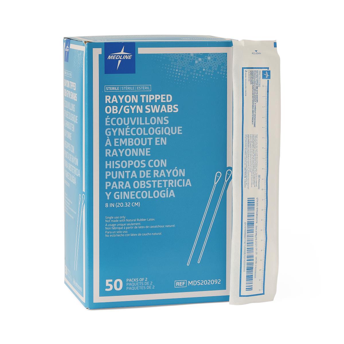 Medline Proctoscopic Swabs - 16 Inch Nonsterile Rayon Tip OB/GYN Medical Swabs