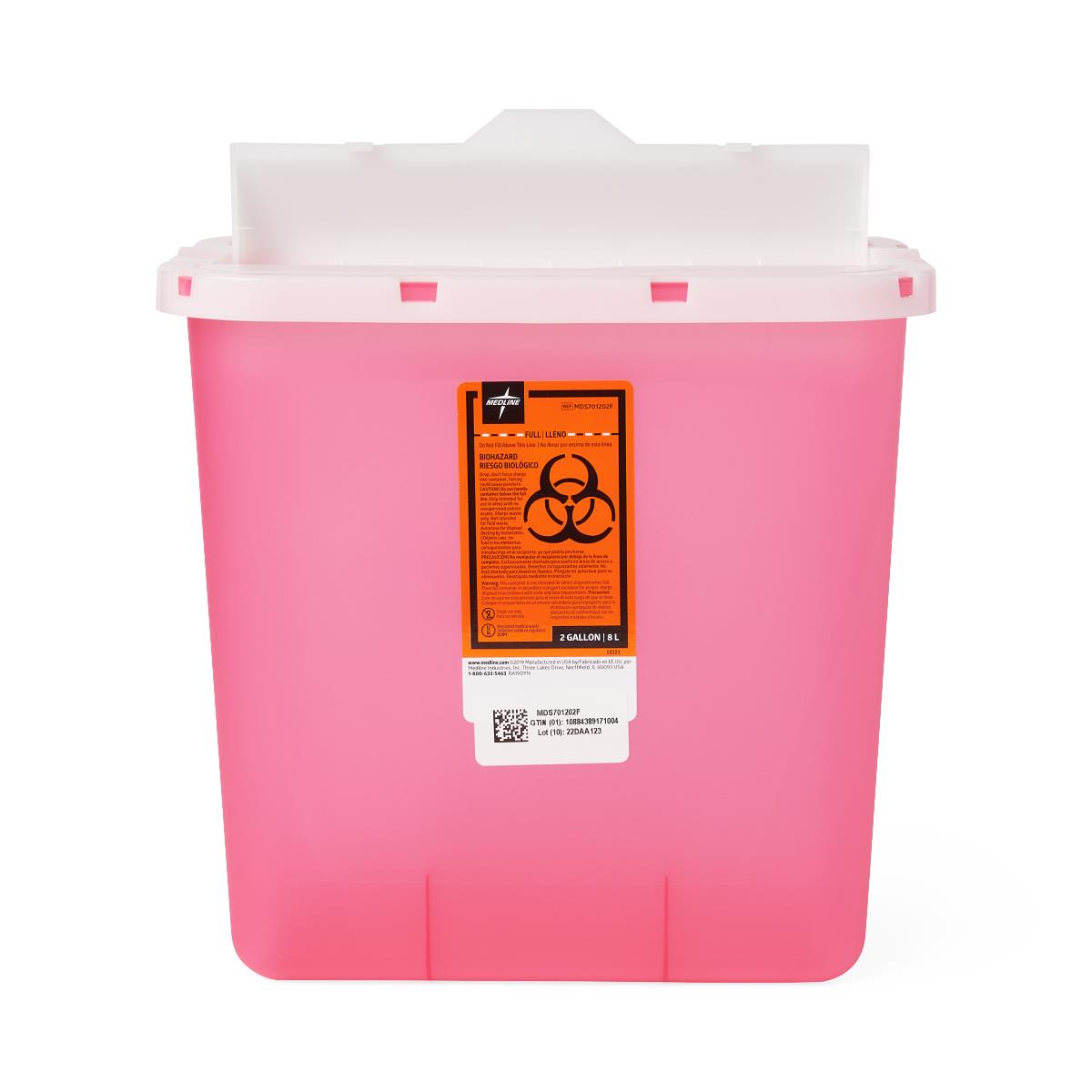 Medline Sharps Containers - Medical Waste Disposal with Multiple Lid Options (8-12 Gallon)