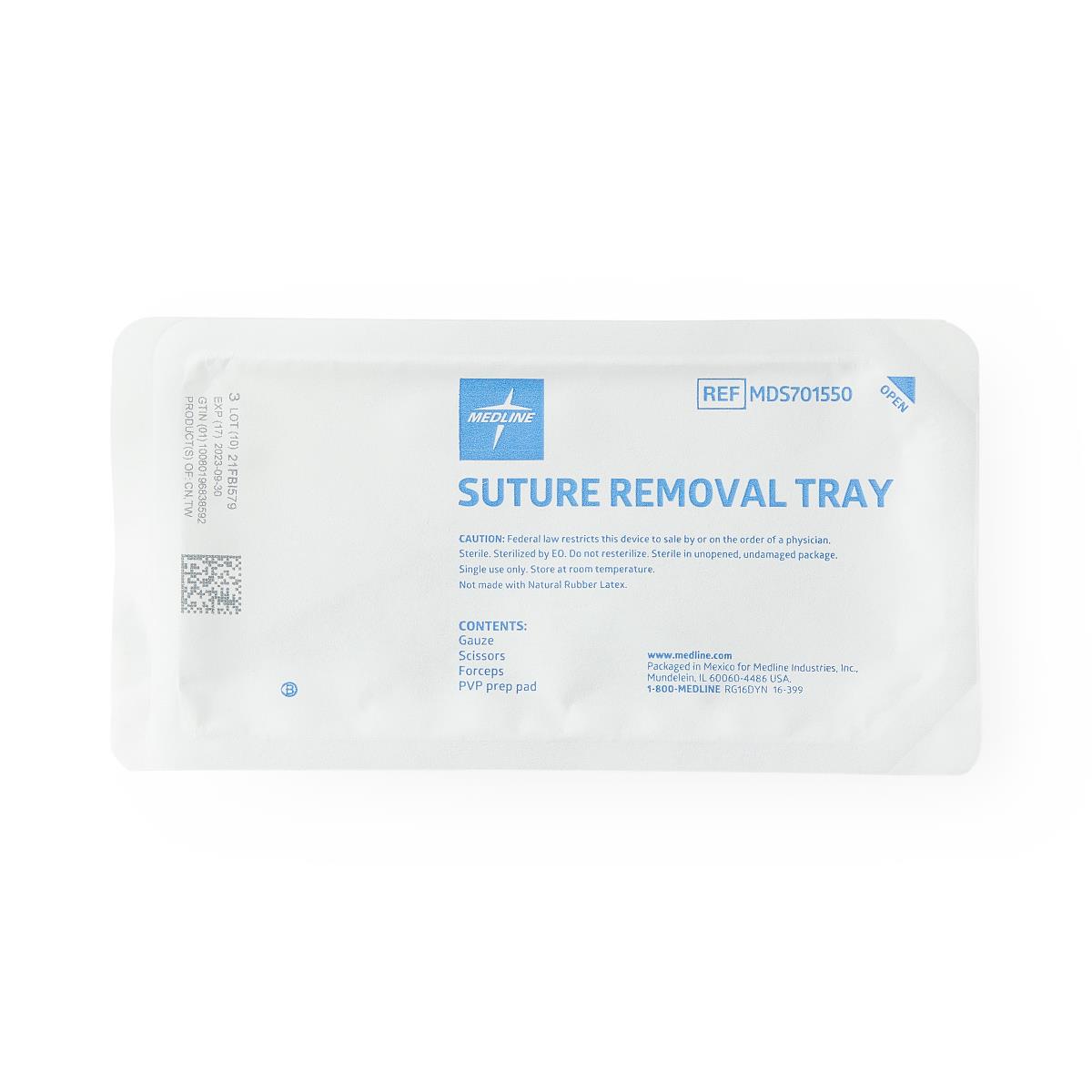 Medline Economy Suture Removal Trays - Sterile Single-Use Medical Suture Removal Kit