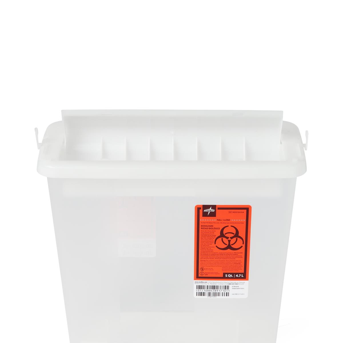 Medline Sharps Containers - Medical Waste Disposal with Multiple Lid Options (8-12 Gallon)