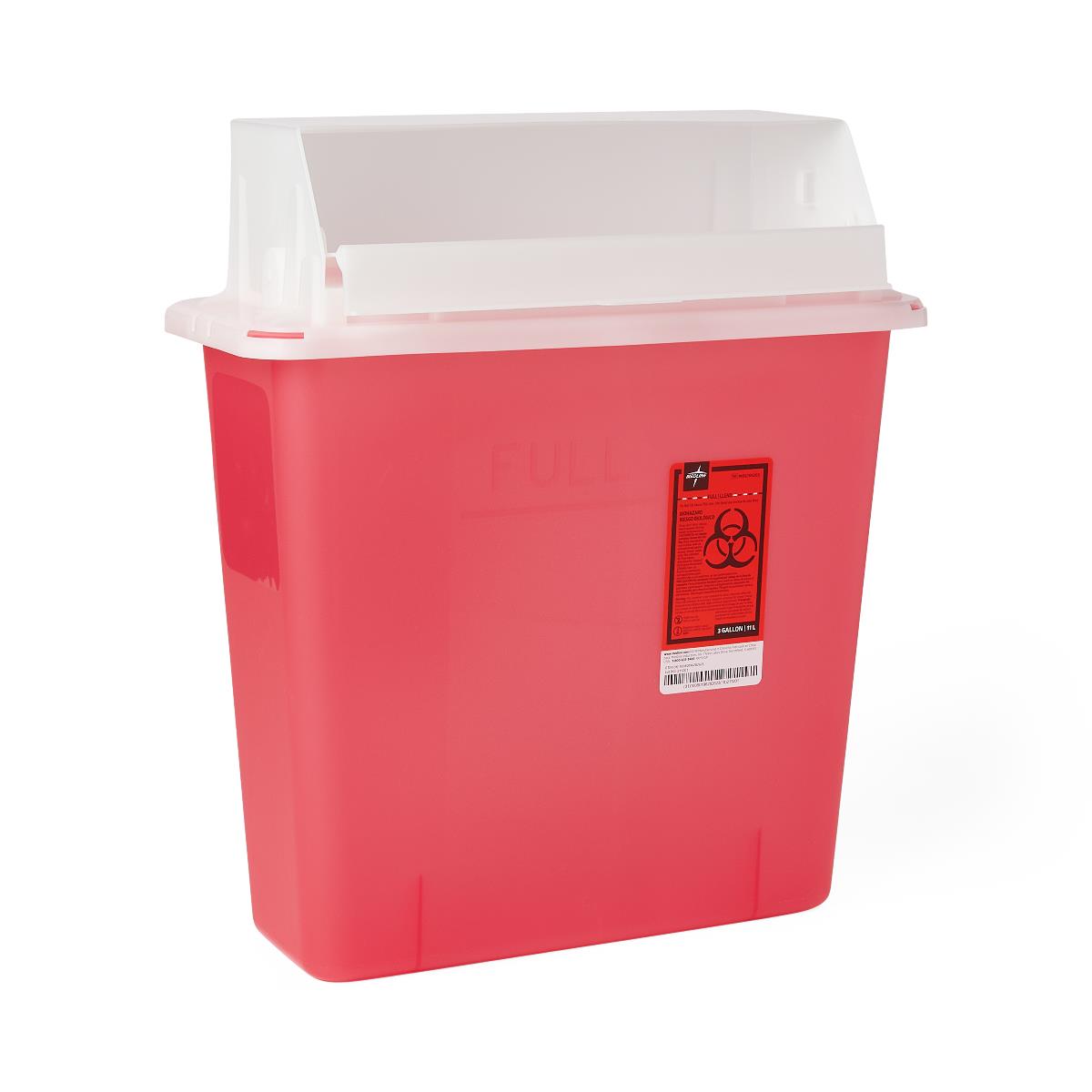 Medline Patient Room Sharps Container with Counter-Balance Lid - 5 Quart to 3 Gallon Medical Waste Disposal