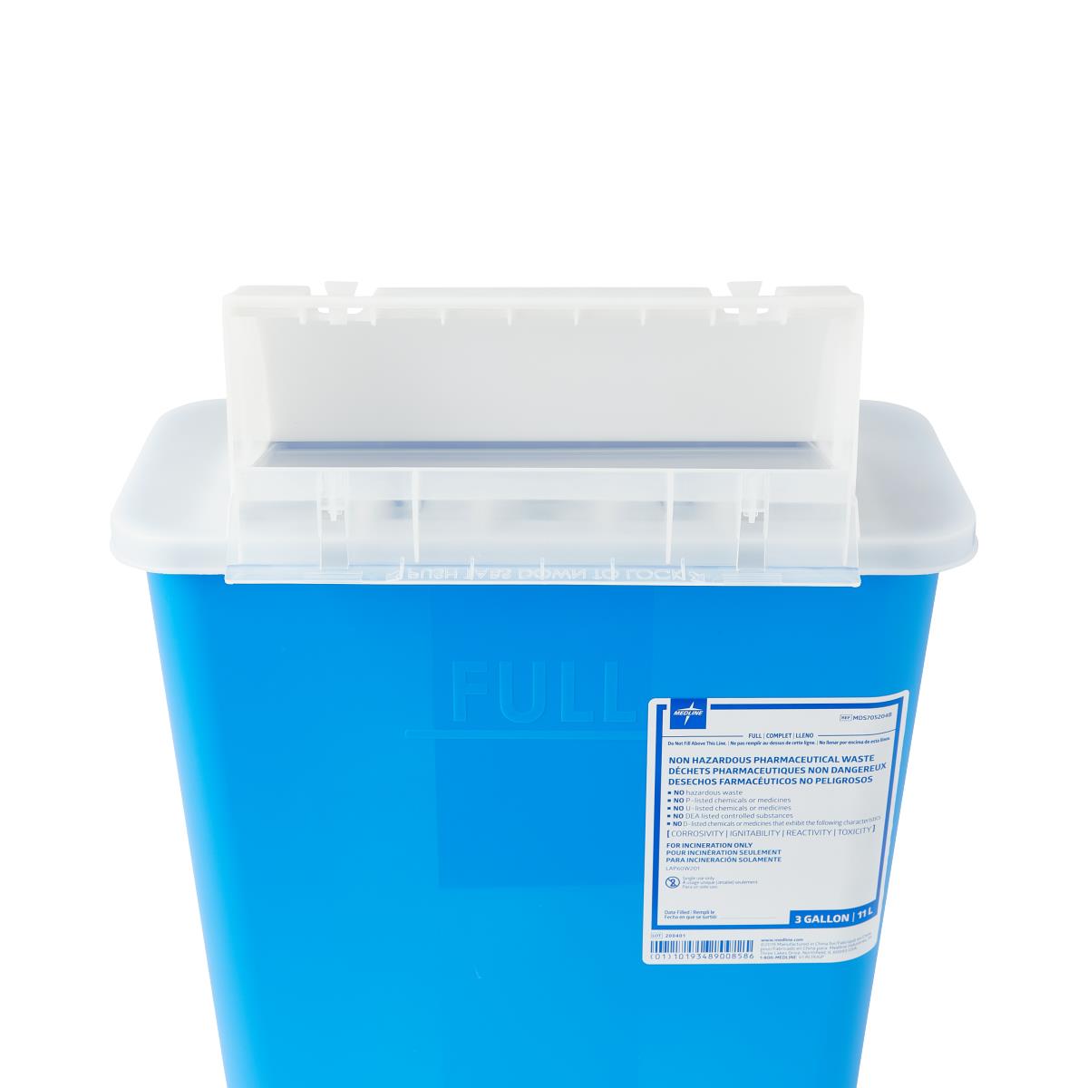 Pharmaceutical Waste Container with Flap Top Blue - Nonhazardous Drug Disposal