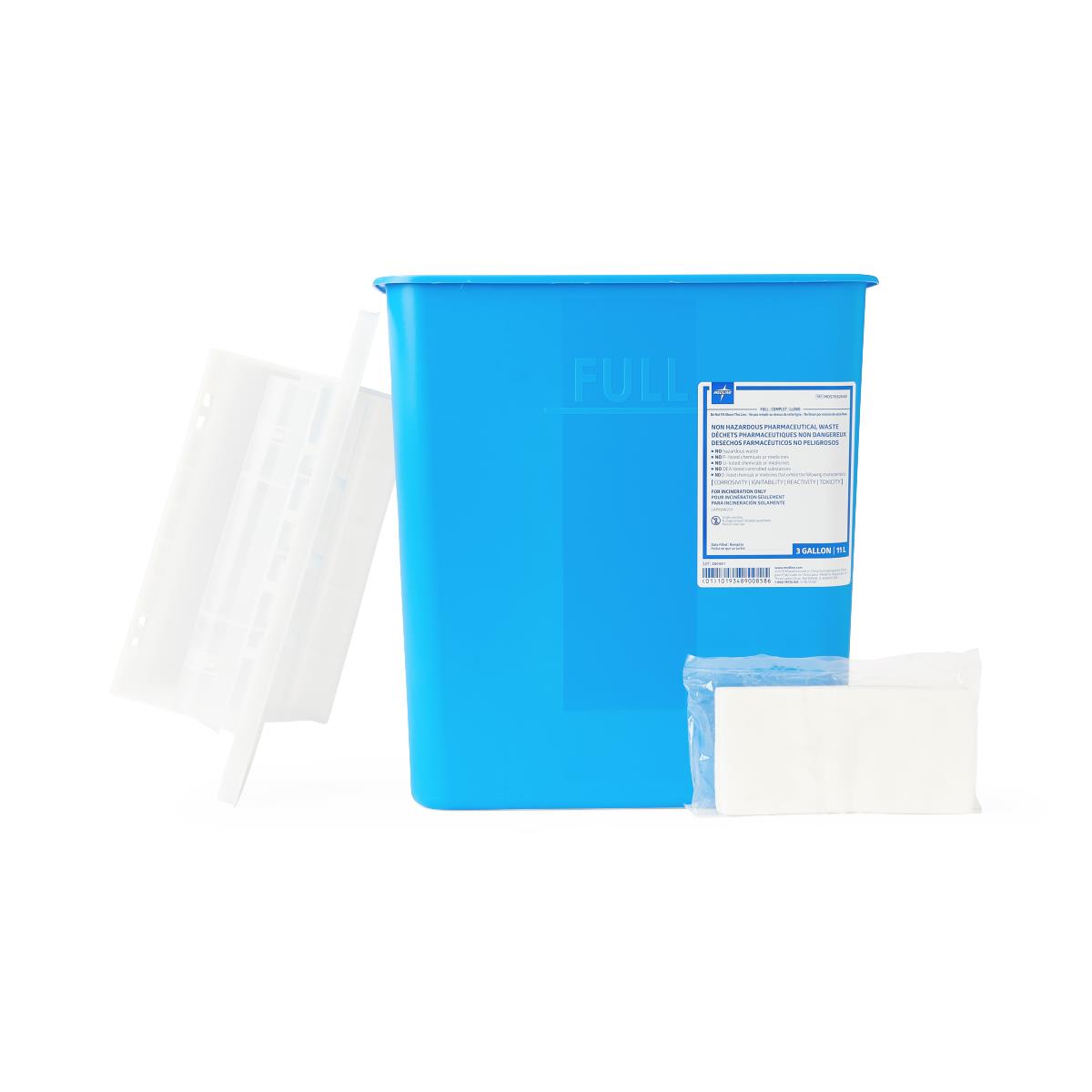 Pharmaceutical Waste Container with Flap Top Blue - Nonhazardous Drug Disposal