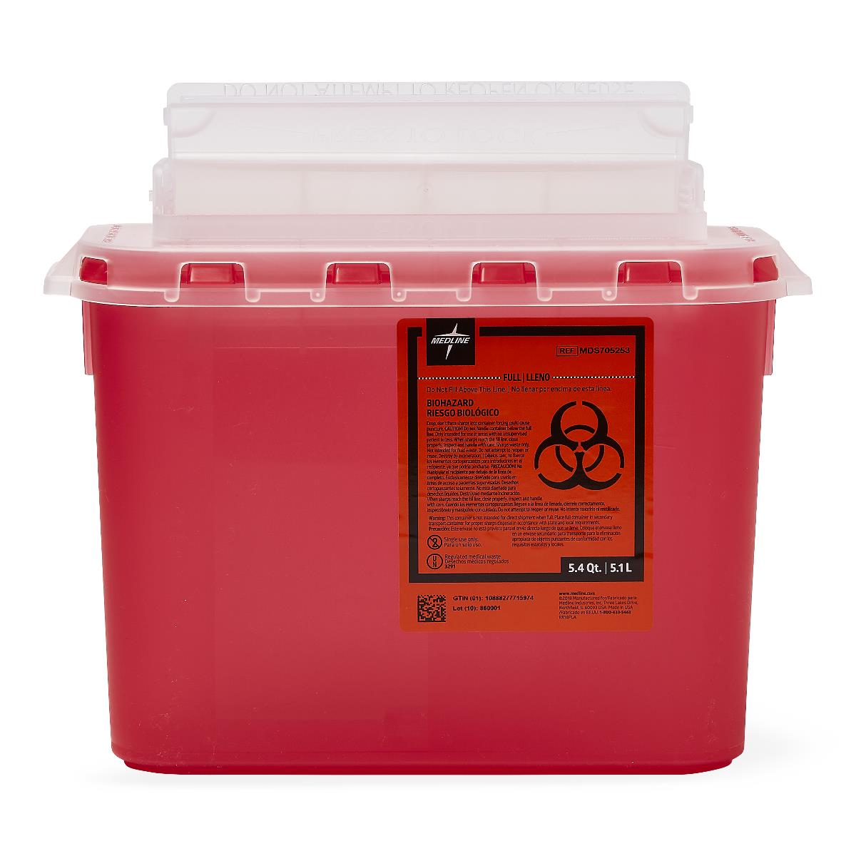 Medline Sharps Containers - Medical Waste Disposal with Multiple Lid Options (8-12 Gallon)