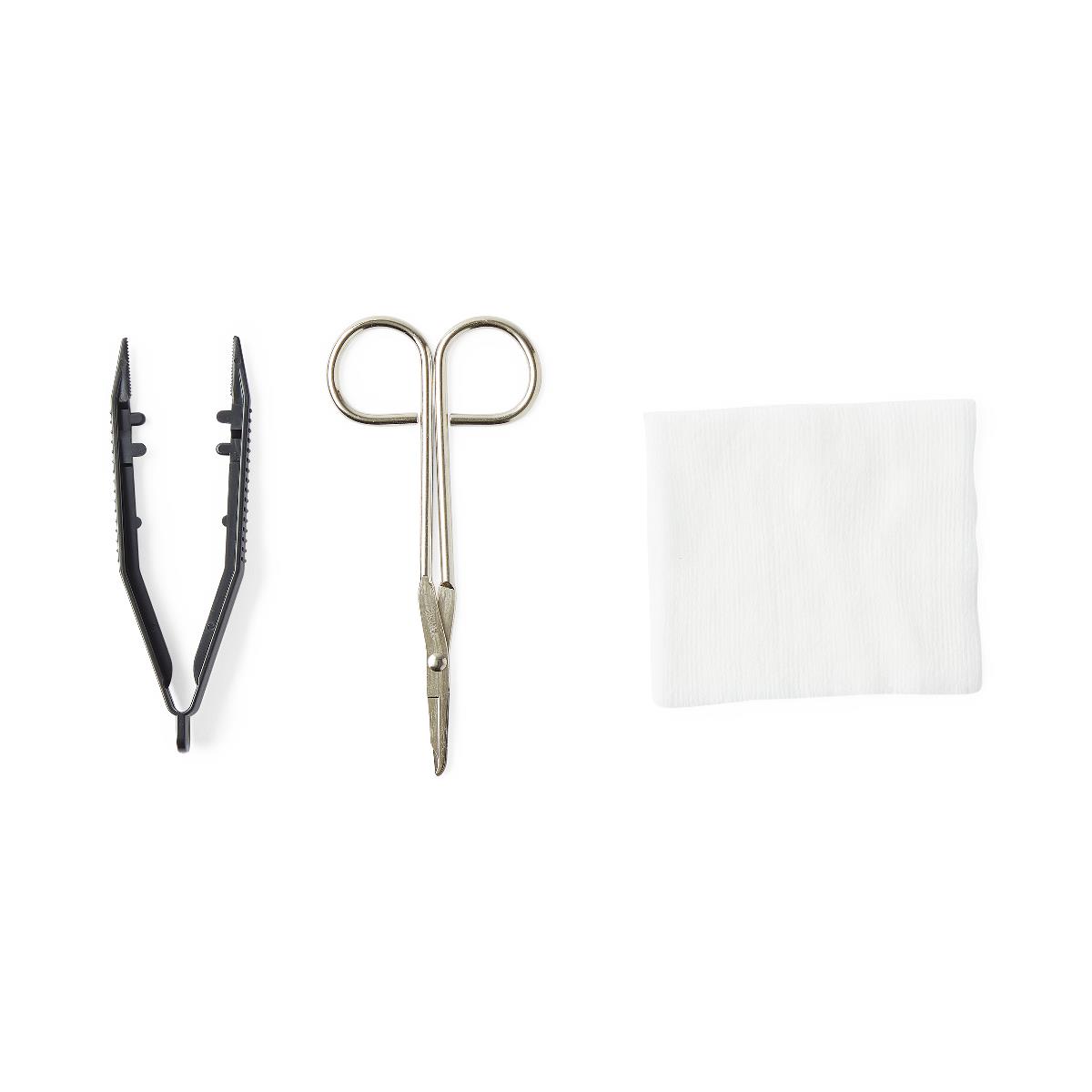 Medline Suture Removal Tray with Stainless Steel Iris Forceps - Sterile Medical Kit