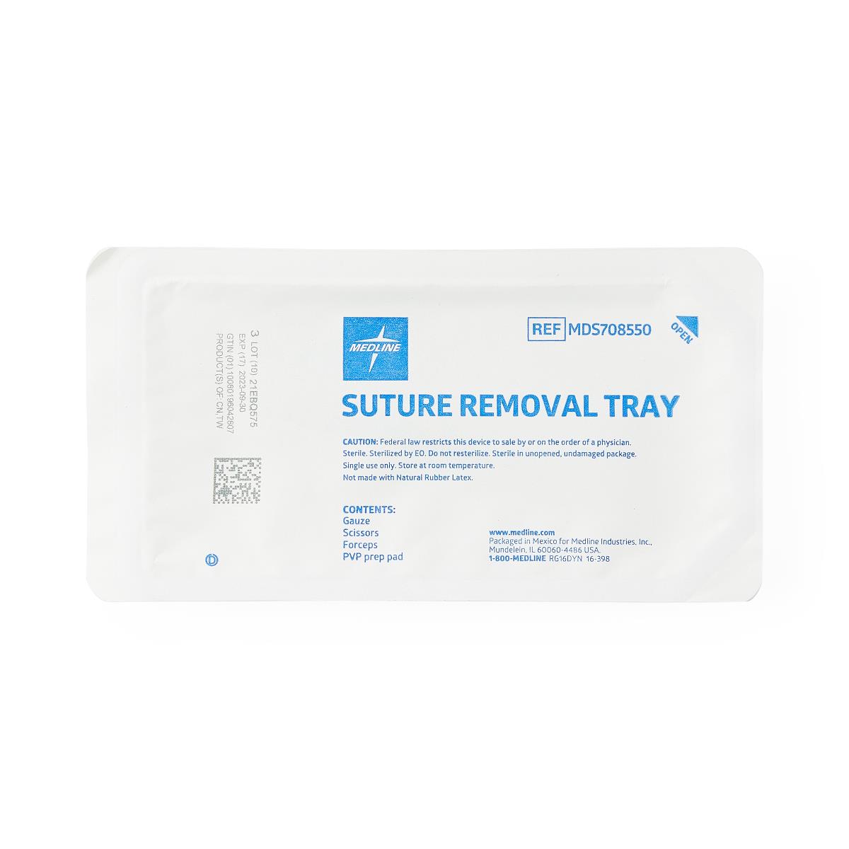 Medline Economy Suture Removal Trays - Sterile Single-Use Medical Suture Removal Kit