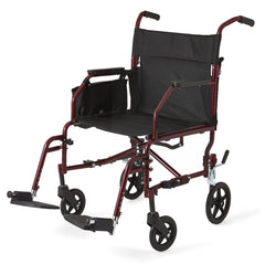 Basic Steel Transport Wheelchair with 12-Inch Wheels - 300 lb Capacity