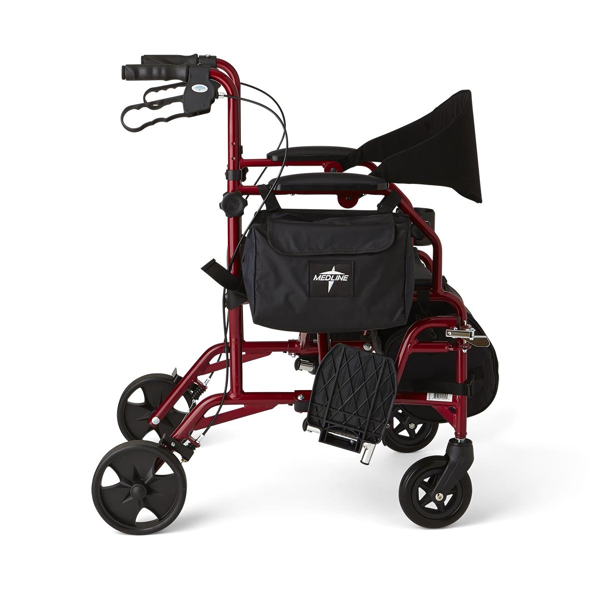 2-in-1 Rollator Transport Chair - Dual-Function Mobility Aid with Swing-Away Footrests, 250 lb Capacity