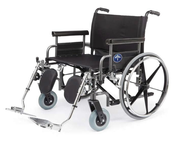 Medline Shuttle Extra-Wide Bariatric Wheelchair - 850 lbs Capacity, Removable Arms, Elevating Leg Rests