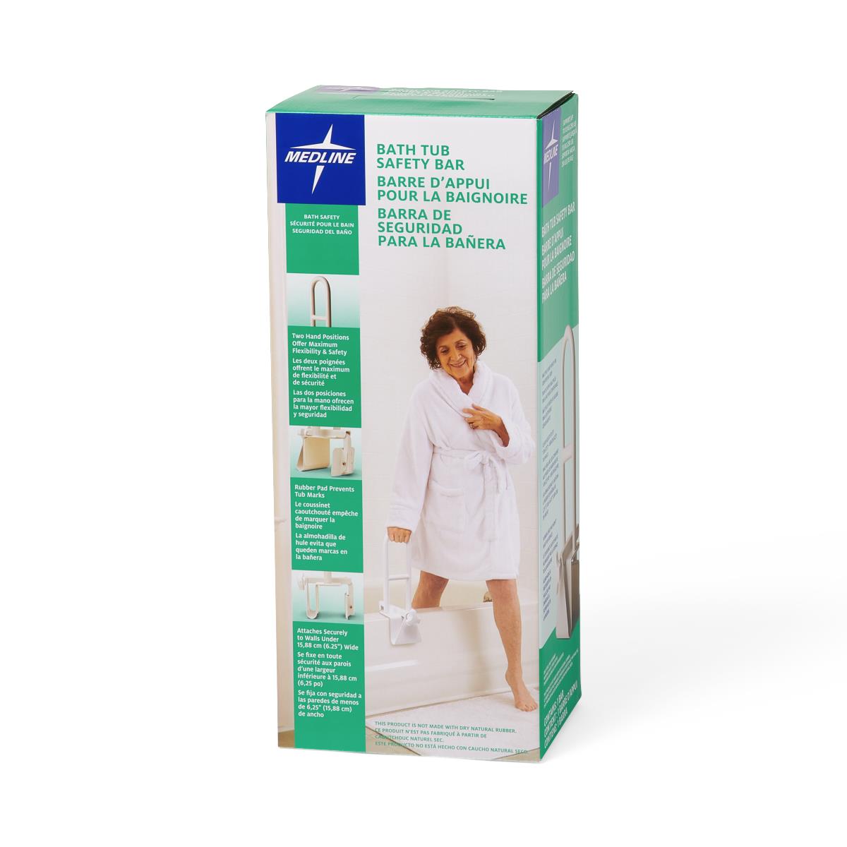 Steel Bathtub Grab Bar with Side Locks - 250 lb Capacity Safety Rail for Bathroom