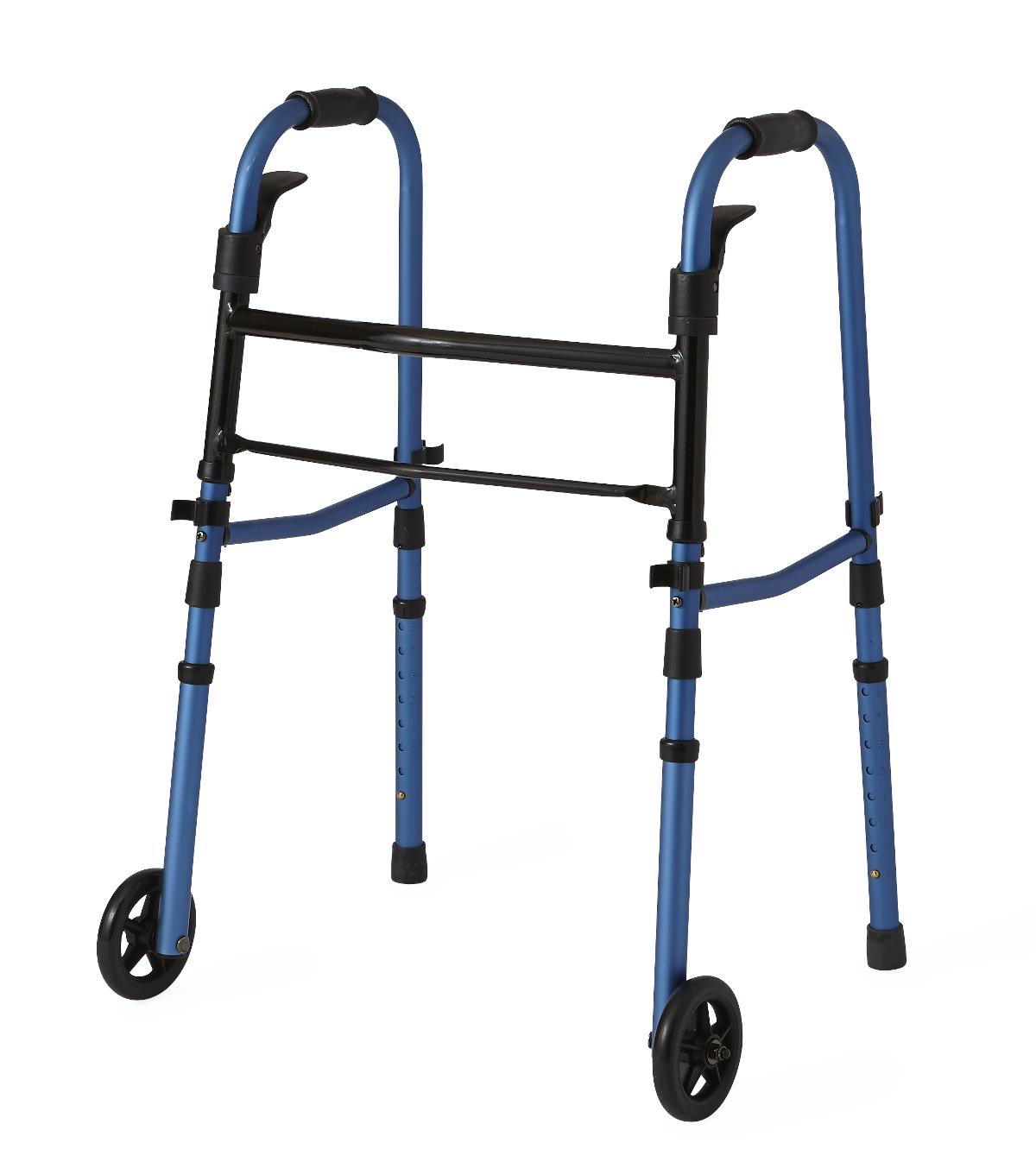 Medline Folding Paddle Walker - Adjustable Height Mobility Aid for Seniors & Adults (5'5" to 6'4")