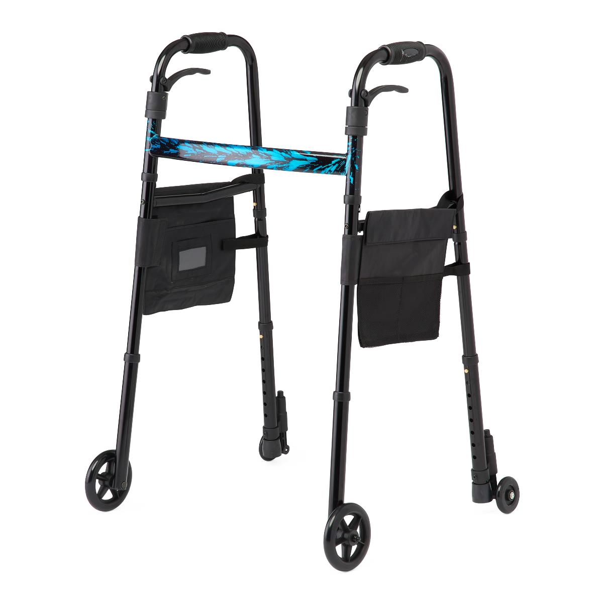 Folding Trigger Walker with 5-Inch Wheels and Travel Bag - 300 lbs Capacity