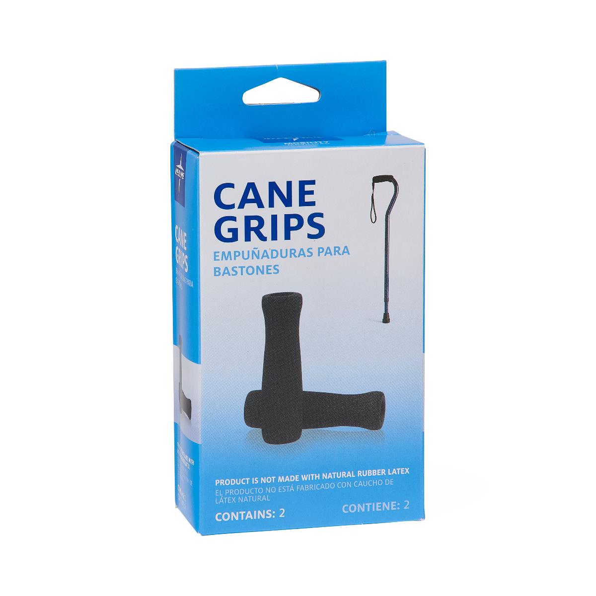 Medline Replacement Cane Grips for Offset Handle Canes - Black, 4 Inch - Case of 12