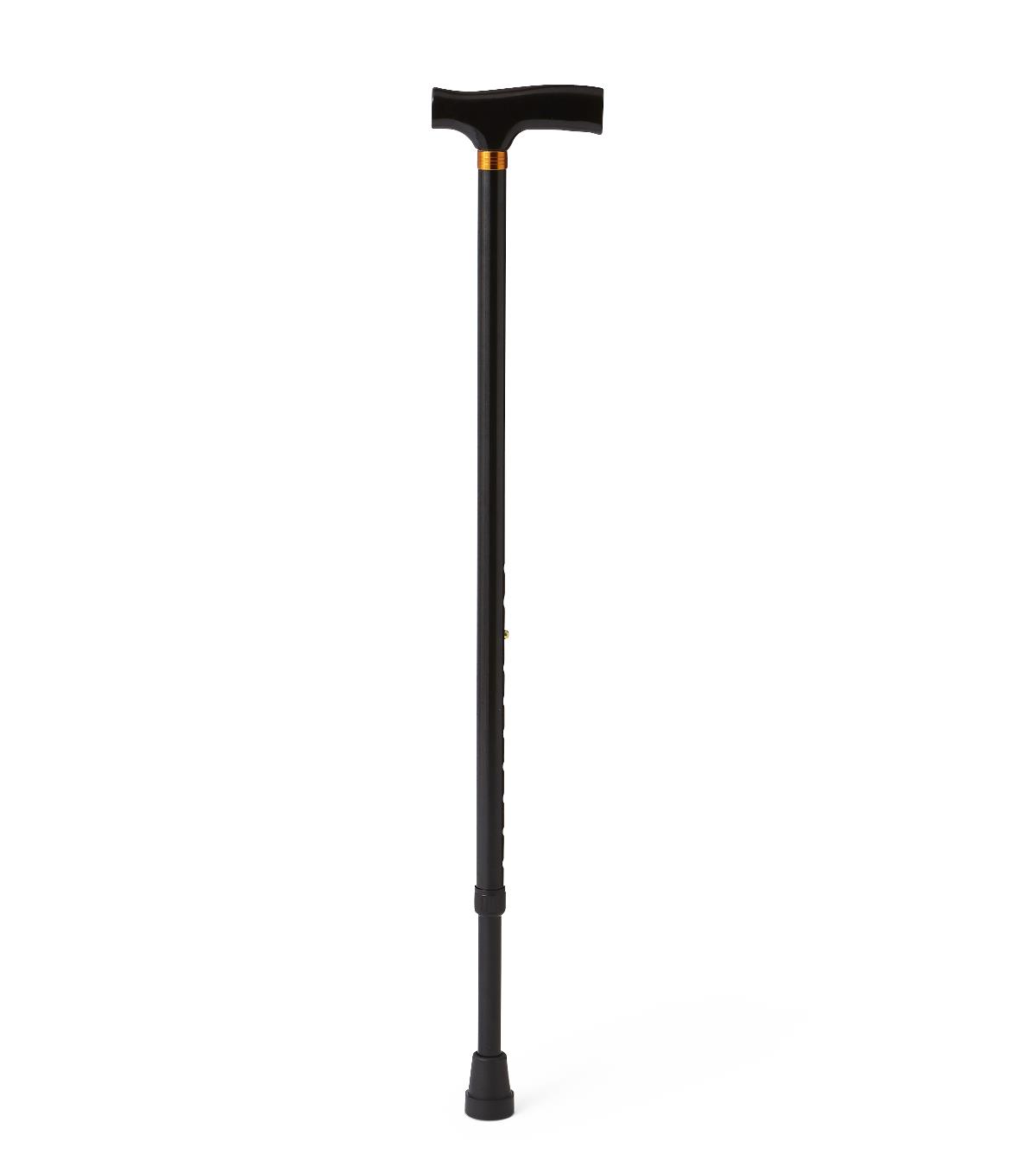 Medline T-Handle Aluminum Cane - Adjustable Height 29-38 Inches, 250 lb Capacity, Black, Case of 6