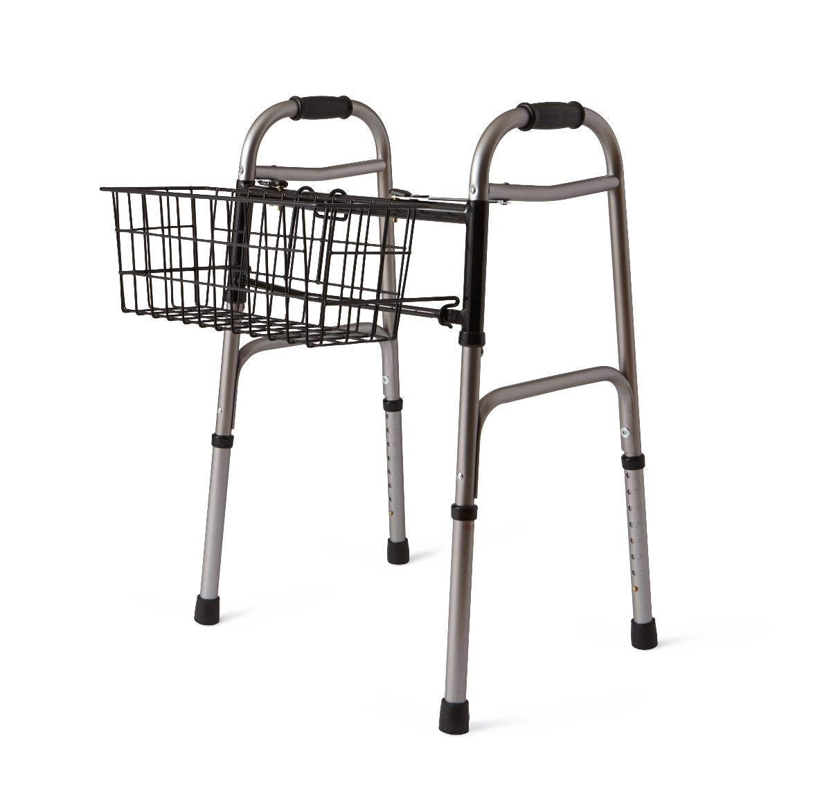Universal Walker Basket for 2-Button Folding Walkers - 3 lb Capacity Storage Accessory (Case of 2)