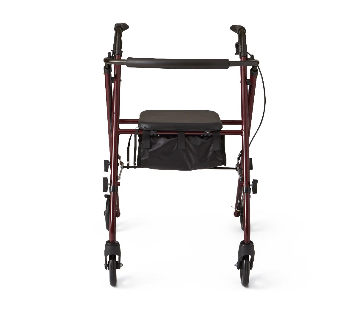 Basic Steel Rollator Walker with Padded Seat - 6 & 8 Inch Wheels, 350 lbs Capacity, Antimicrobial Protection