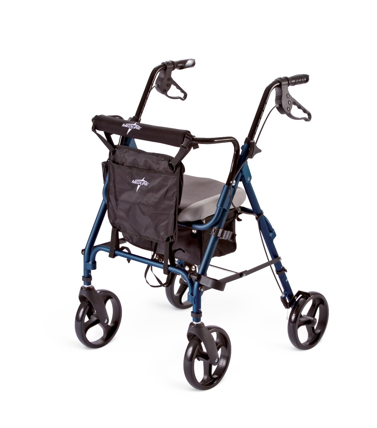 Deluxe Comfort Rollator with Memory Foam Seat - 8 Inch Wheels, 300 lbs Capacity