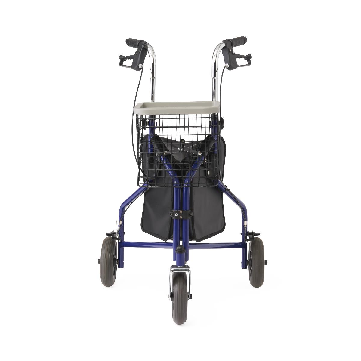 3-Wheel Steel Rollator Walker with Padded Seat and Storage Pouch - Lightweight Mobility Aid