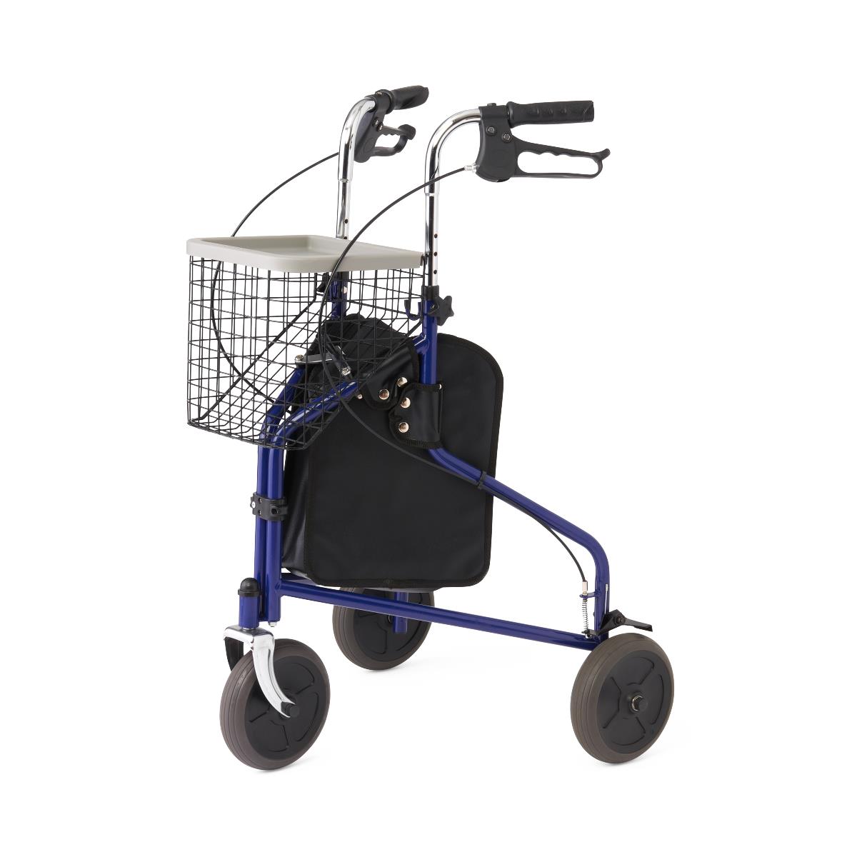 3-Wheel Steel Rollator Walker with Padded Seat and Storage Pouch - Lightweight Mobility Aid