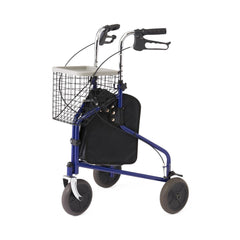3-Wheel Steel Rollator Walker with Padded Seat and Storage Pouch - Lightweight Mobility Aid