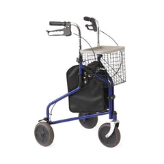 3-Wheel Steel Rollator Walker with Padded Seat and Storage Pouch - Lightweight Mobility Aid