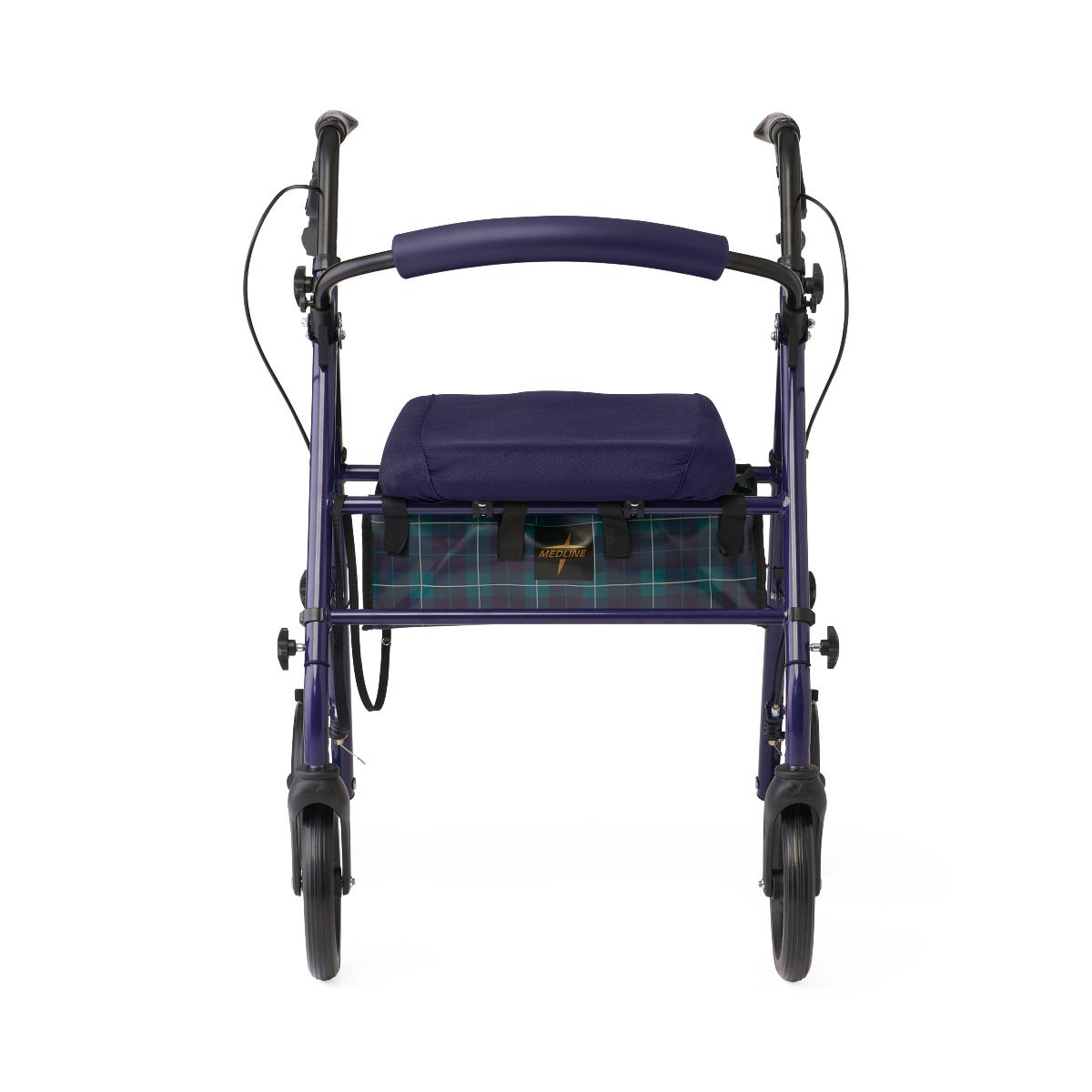 Basic Steel Rollator Walker with Padded Seat - 6 & 8 Inch Wheels, 350 lbs Capacity, Antimicrobial Protection