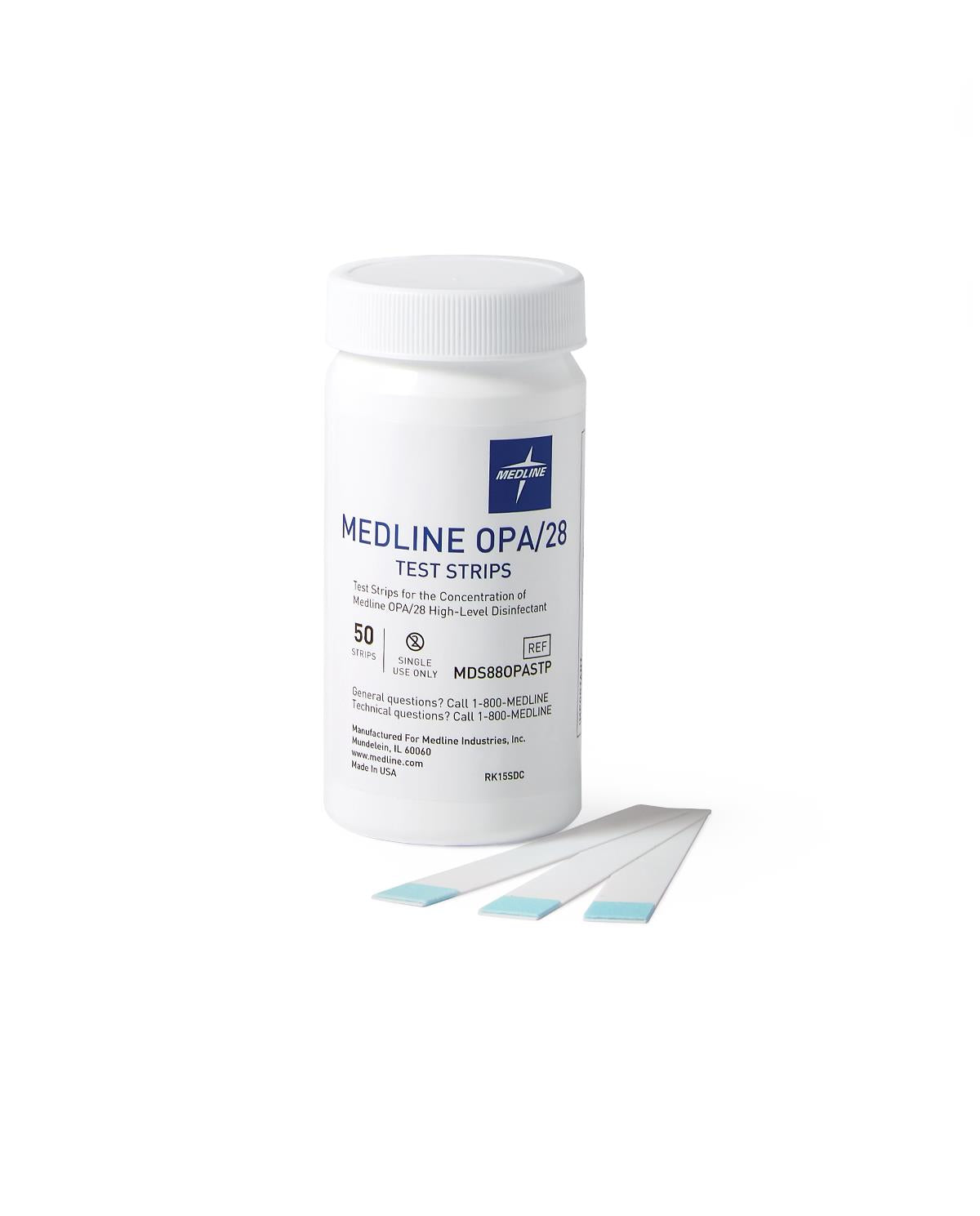 Medline OPA Disinfectant Test Strips - Orthophthalaldehyde Concentration Testing (100 Strips/Bottle)