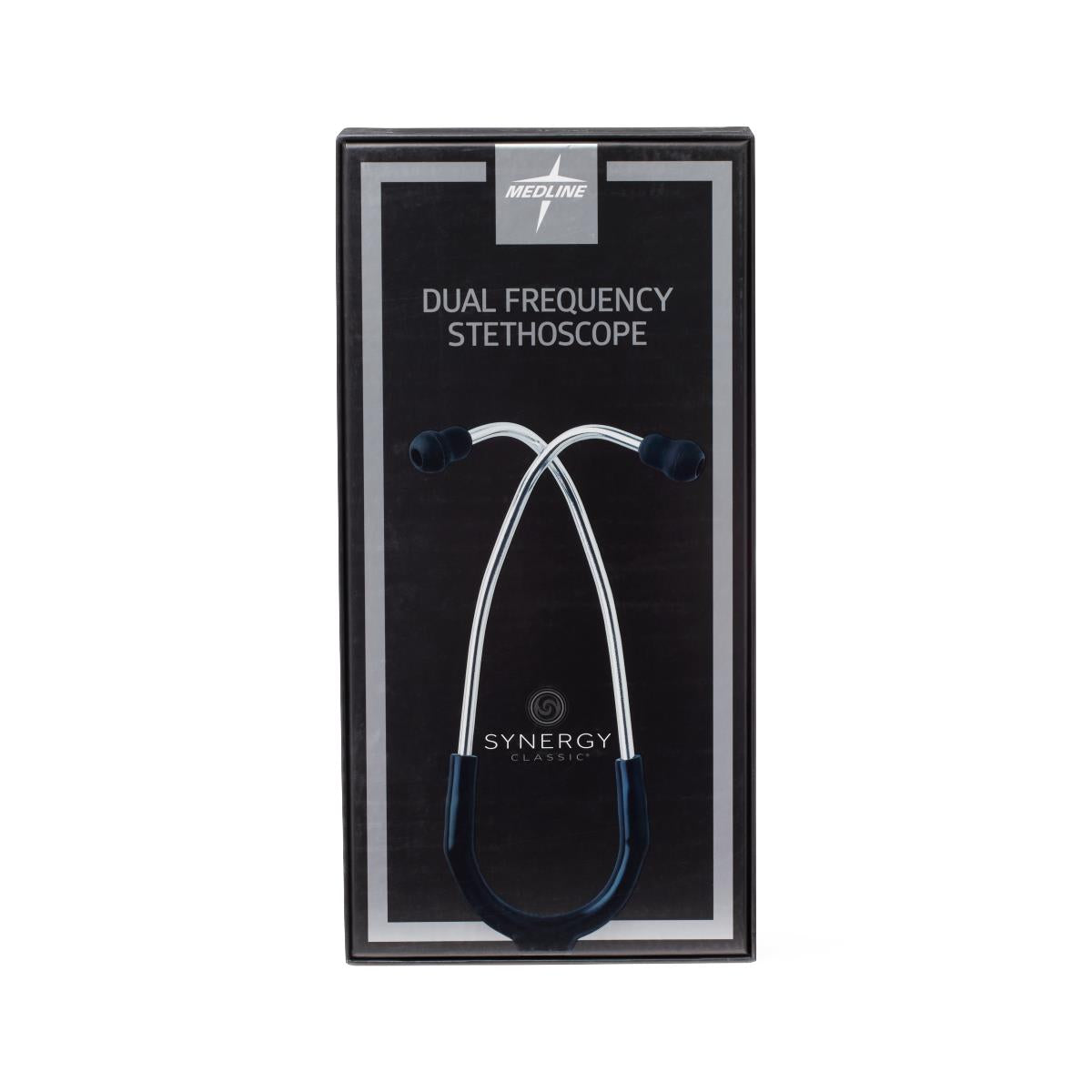 Medline Synergy Dual-Frequency Stethoscope - Black, Stainless Steel, Latex-Free (MDS926501)