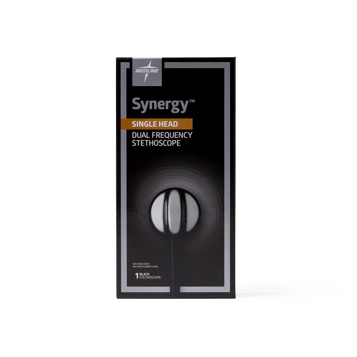 Medline Synergy Dual-Frequency Stethoscope Black - Professional Stainless Steel Single-Head