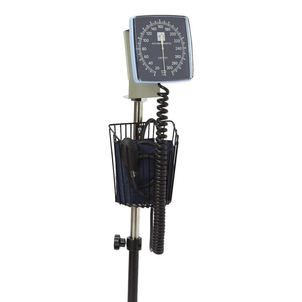Mobile Aneroid Blood Pressure Monitor with Stand, Basket, and Adult Cuff - Professional Grade Sphygmomanometer