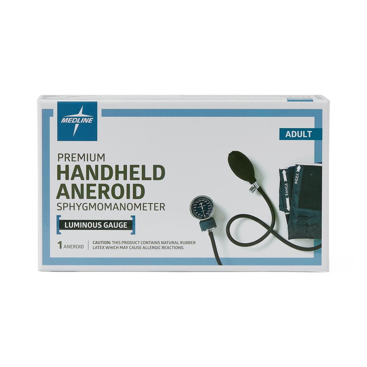 Medline Premier Handheld Aneroid Sphygmomanometer - Professional Blood Pressure Monitor with Luminescent Dial
