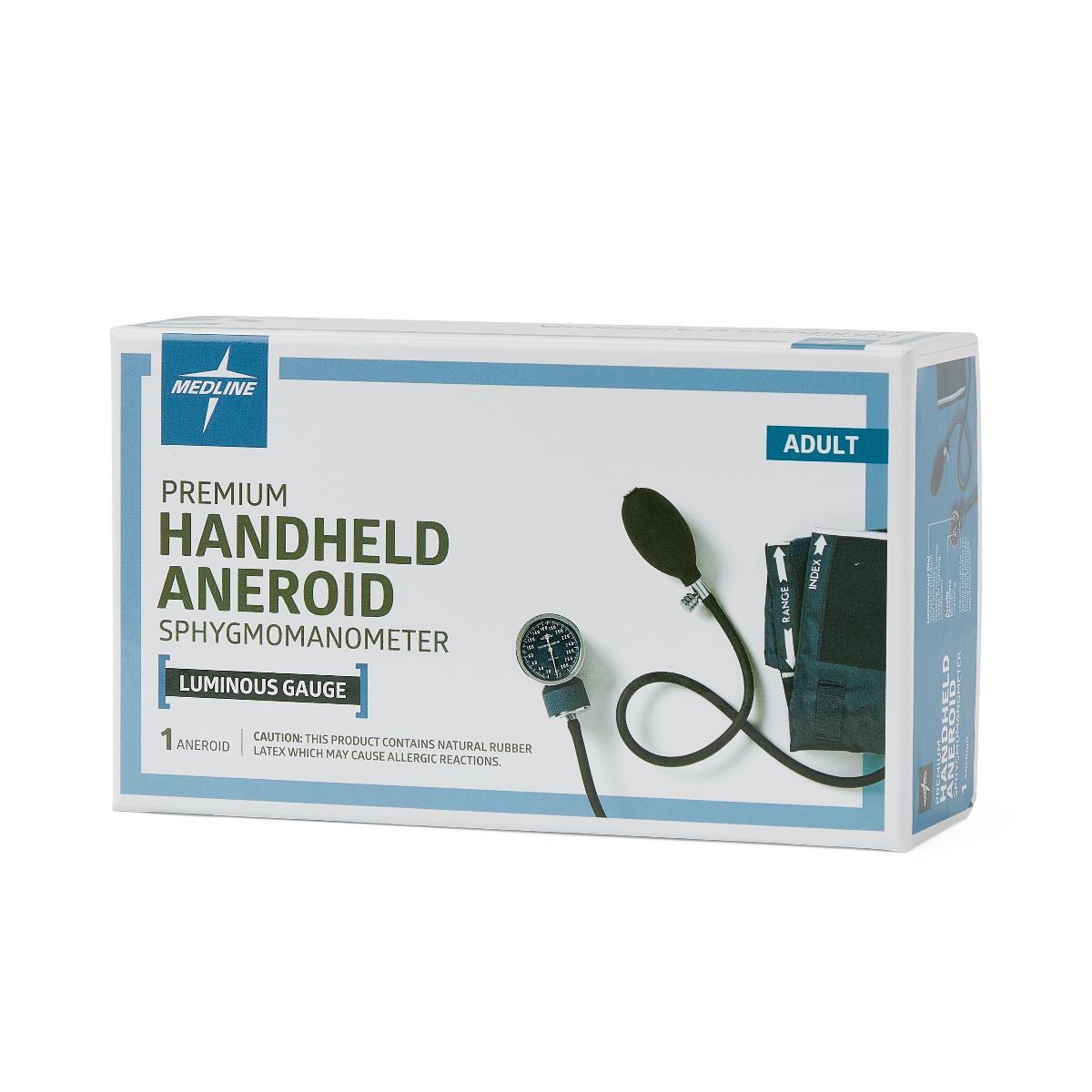 Medline Premier Handheld Aneroid Sphygmomanometer - Professional Blood Pressure Monitor with Luminescent Dial