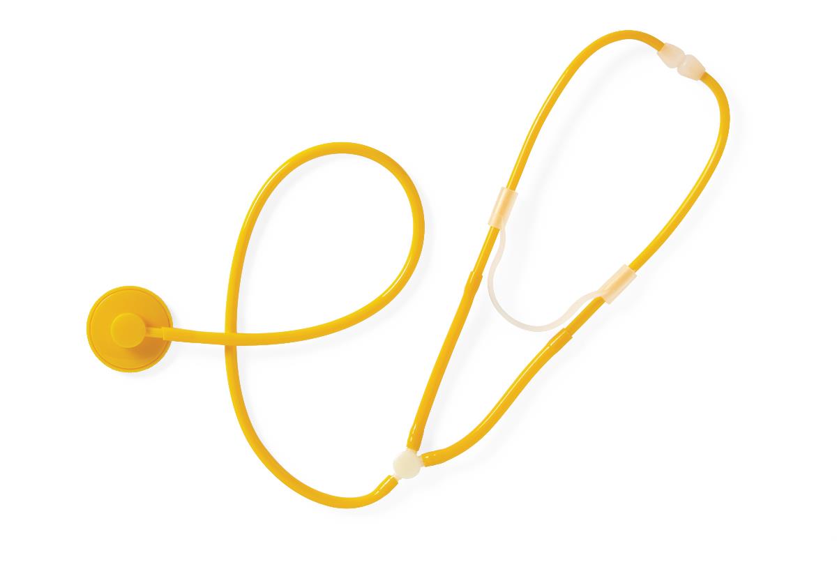 Disposable Stethoscope with Plastic Binaural - Yellow, Single-Use Medical Grade
