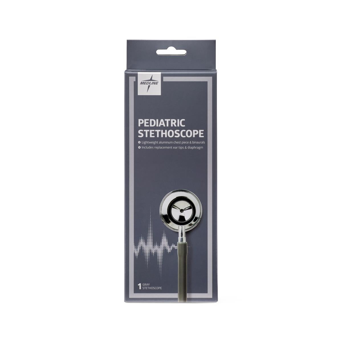Medline Dual-Head Pediatric Stethoscope - Professional Gray Diagnostic Tool for Children
