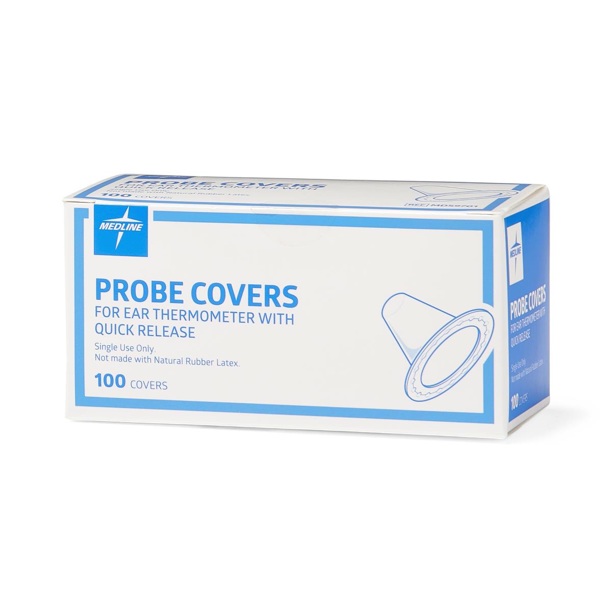 Tympanic Thermometer Probe Covers - Disposable Latex-Free Caps, Box of 100