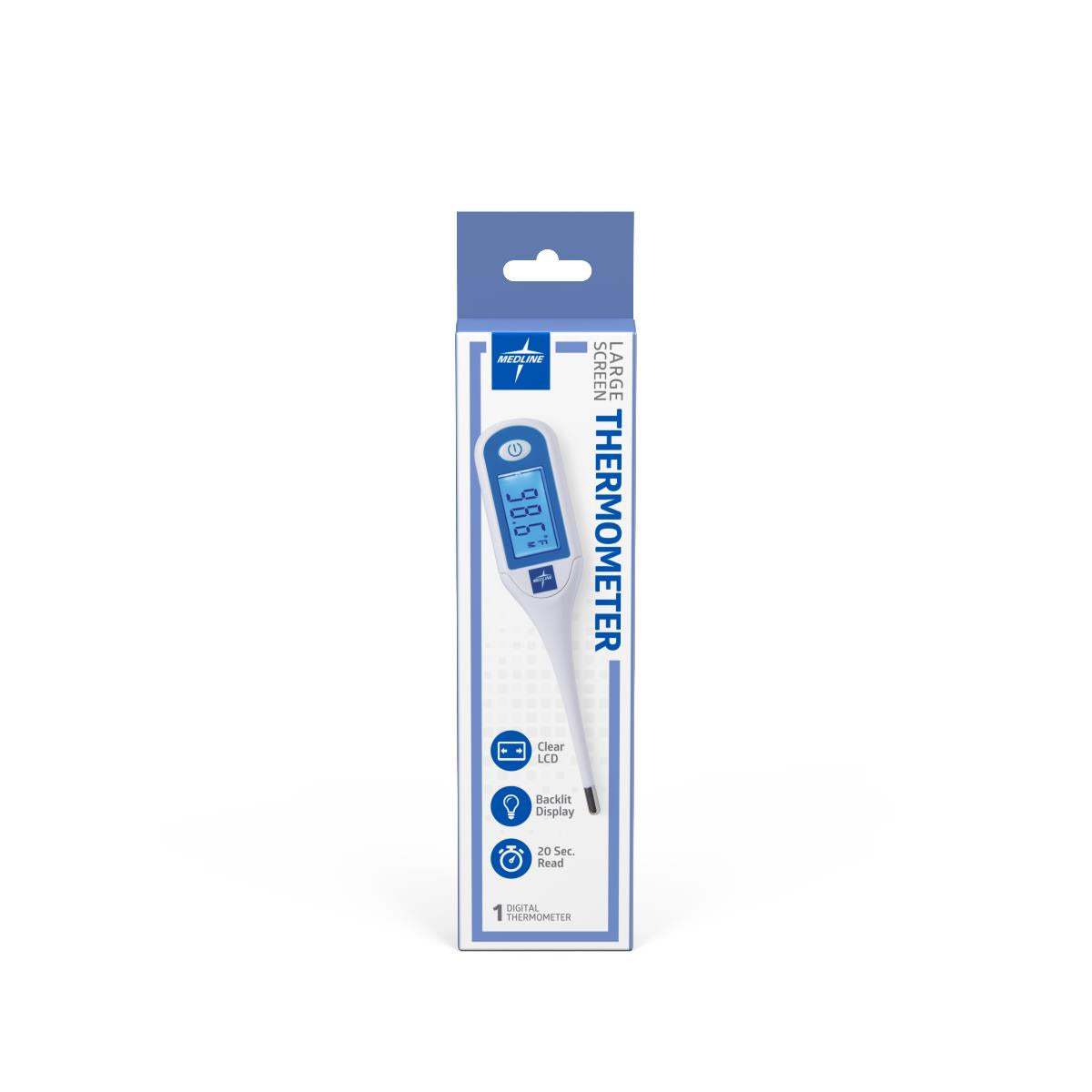 Large Display Digital Thermometer - Fahrenheit/Celsius with Backlit LCD