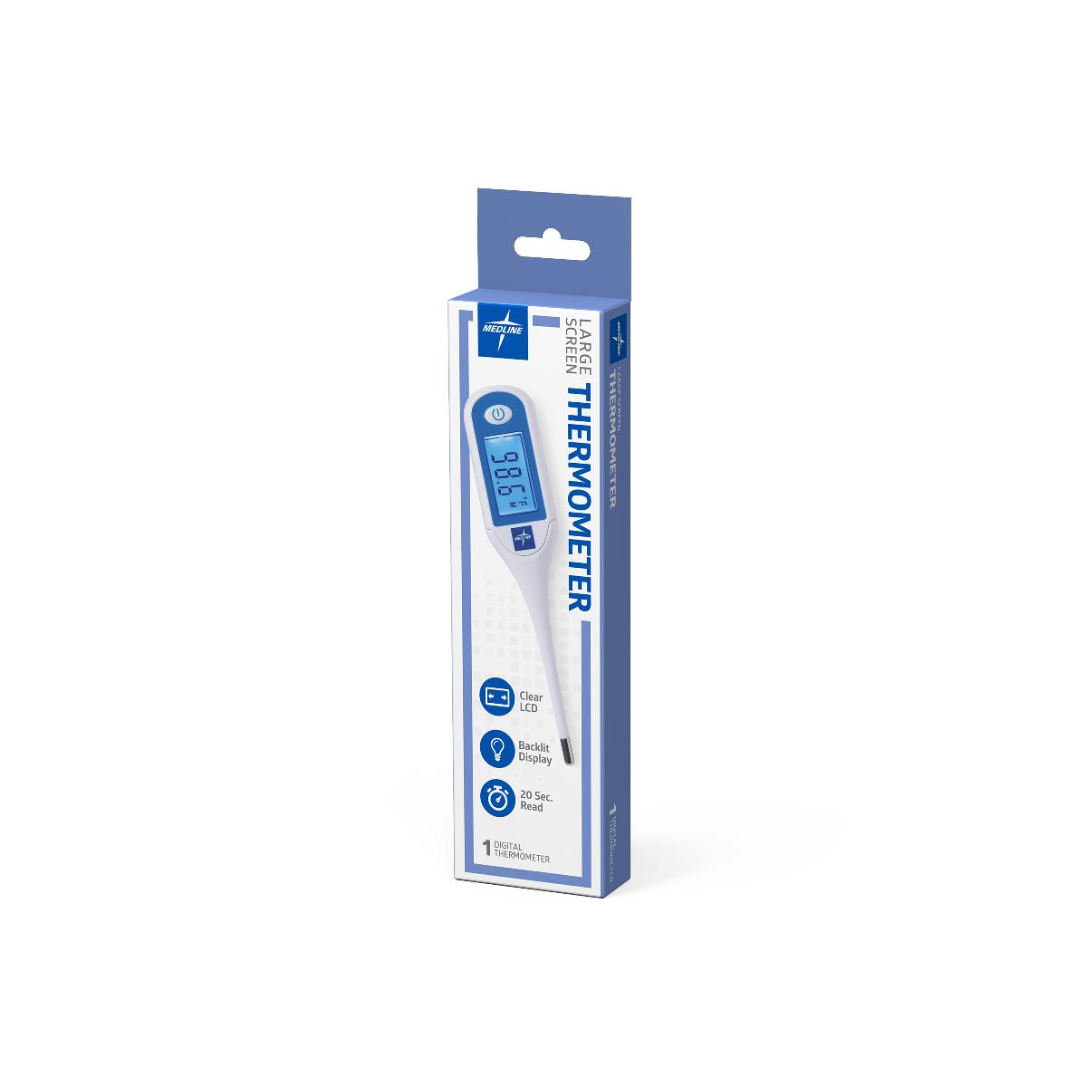 Large Display Digital Thermometer - Fahrenheit/Celsius with Backlit LCD