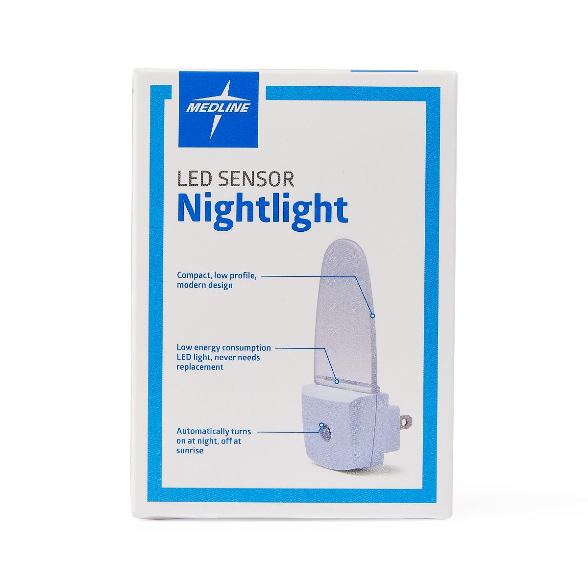 Medline White LED Night Light with Auto Sensor - Energy Efficient Plug-In Night Lights (2-Pack)