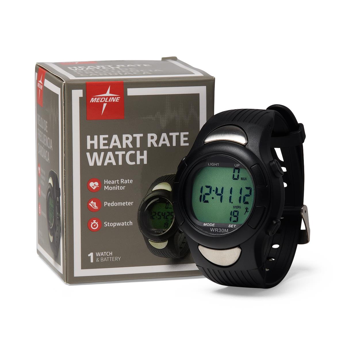 Digital Heart Rate Monitor & Pedometer Watch - Water-Resistant Fitness Tracker with 50-Day Memory
