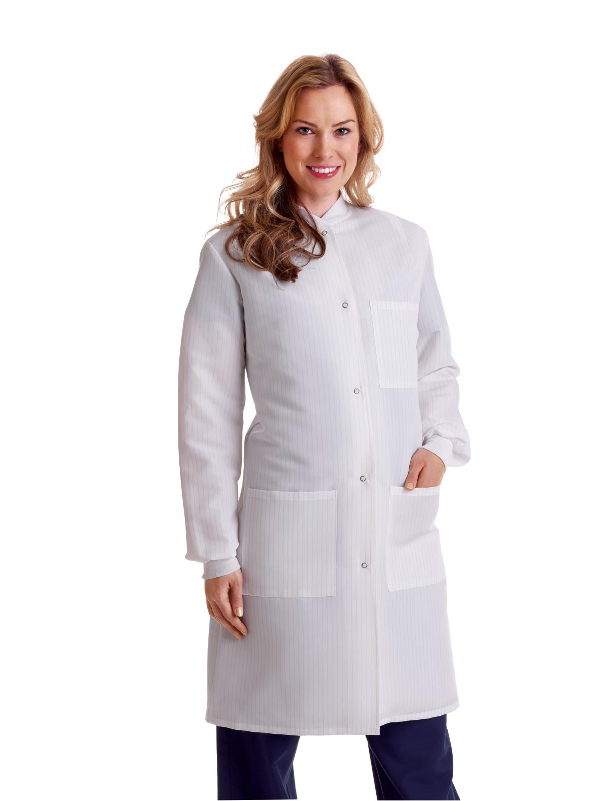 Women's Protective Barrier Lab Coat with Pockets - ResiStat Static and Fluid Resistant - Professional Medical Apparel