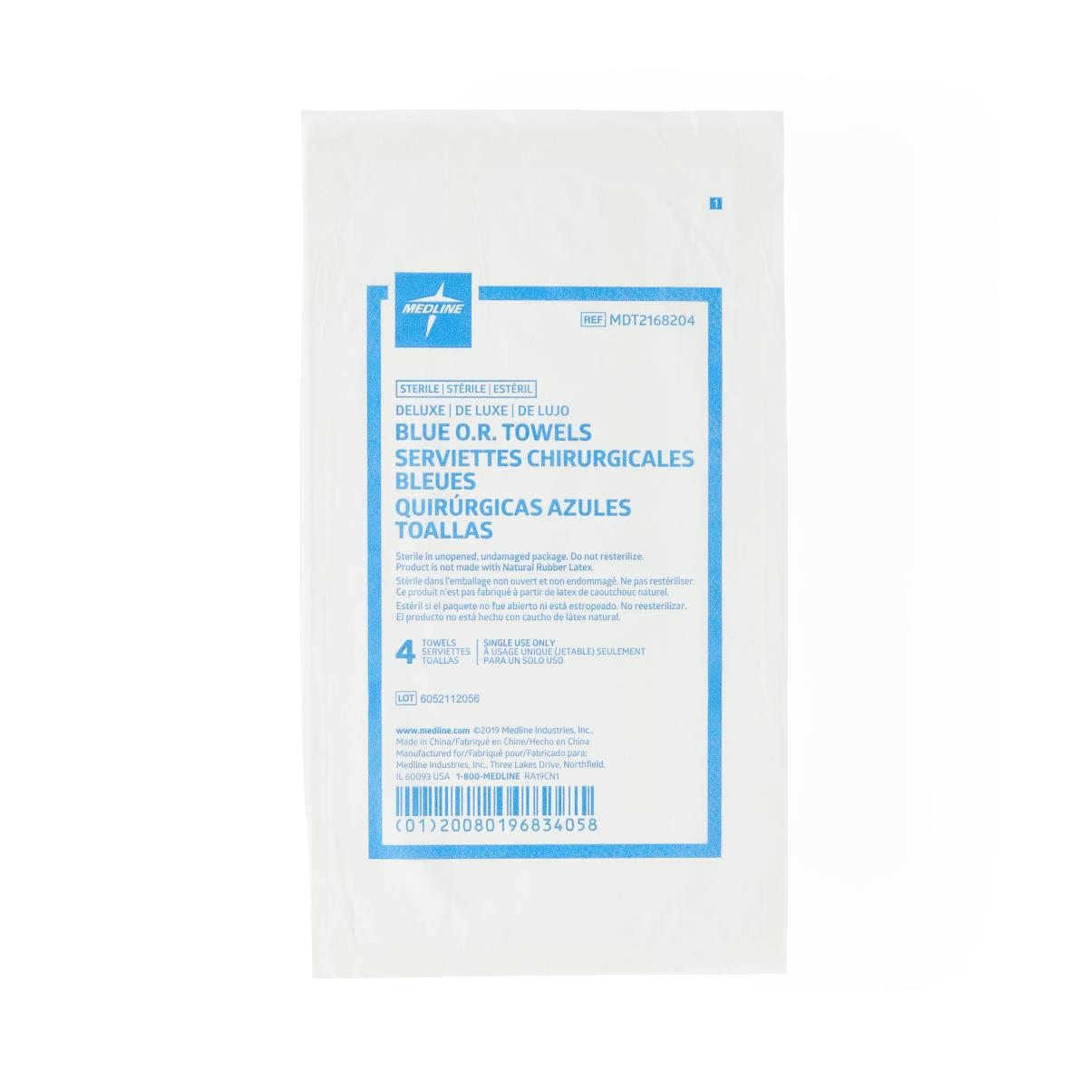 Sterile O.R. Towel Blue - Pre-Washed Delinted Surgical Towel for Operating Room & Sterile Procedures (16x26 Inch)