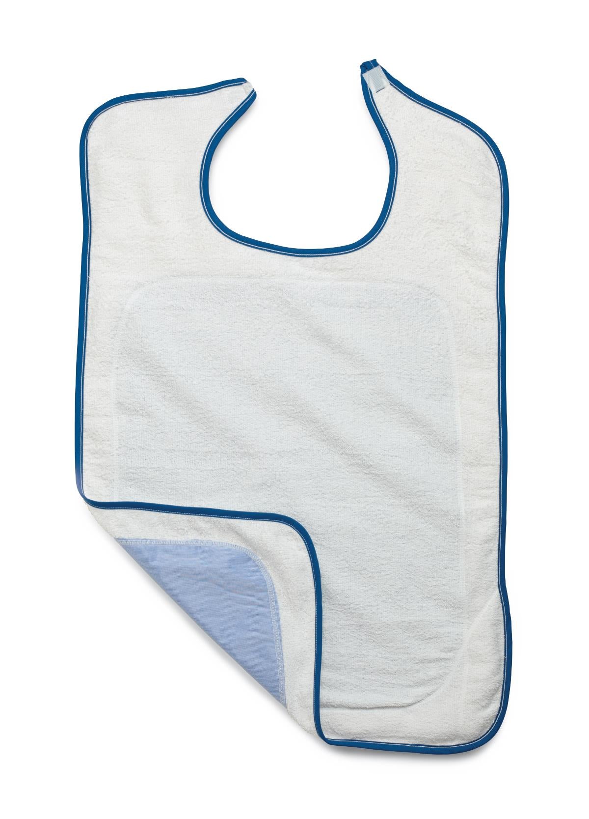Adult Cotton Bib with Adjustable Hook and Loop Closure - 21" x 33" White