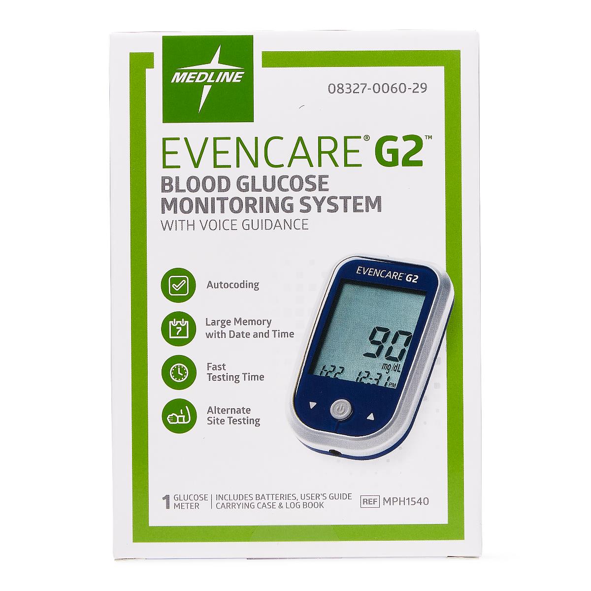 EvenCare G2 Blood Glucose Monitoring System with Bluetooth - 6 Second Results, 300 Memory Storage