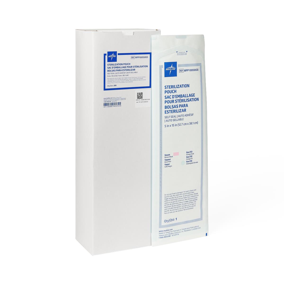 Steam and Gas Self-Seal Sterilization Pouch - Medical Grade Autoclave Bags with Color Change Indicator