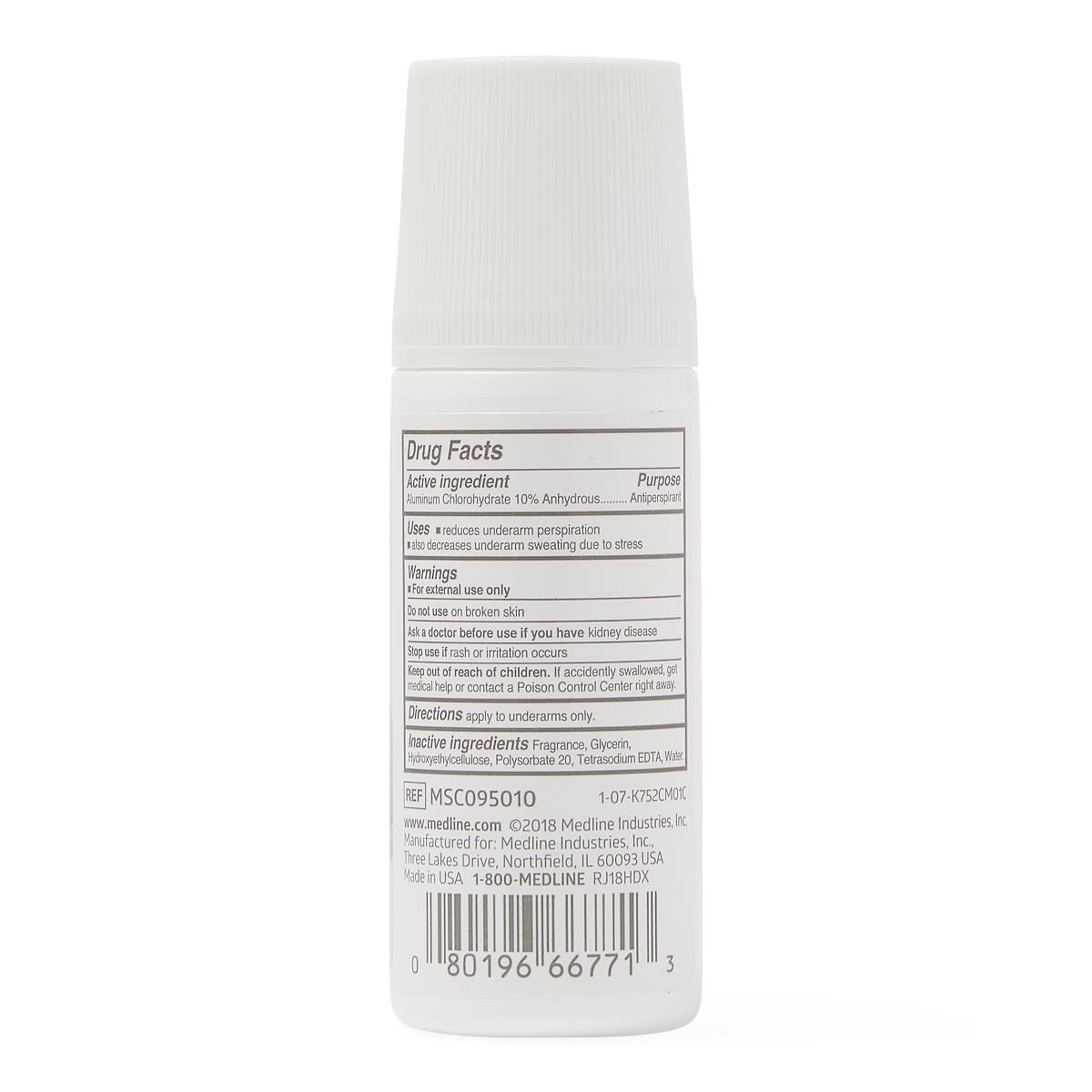 MedSpa Antiperspirant and Deodorant Roll-On, Unscented, 1.5 oz - Case of 96