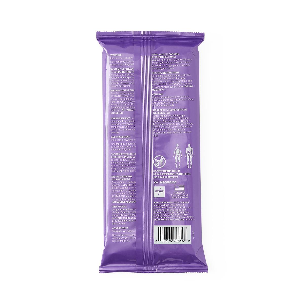 ReadyBath SELECT Medium-Weight Antibacterial Washcloth - pH Balanced, Rinse-Free, Single-Use