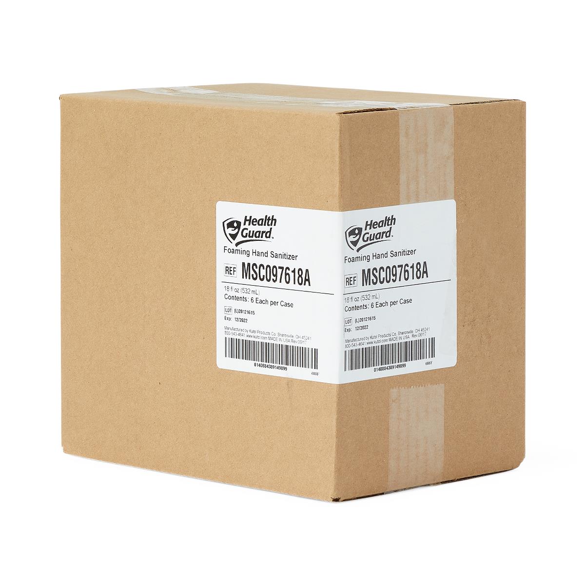 HealthGuard Foaming Hand Sanitizer with 62% Alcohol, 18 oz Pump Bottle - Case of 6