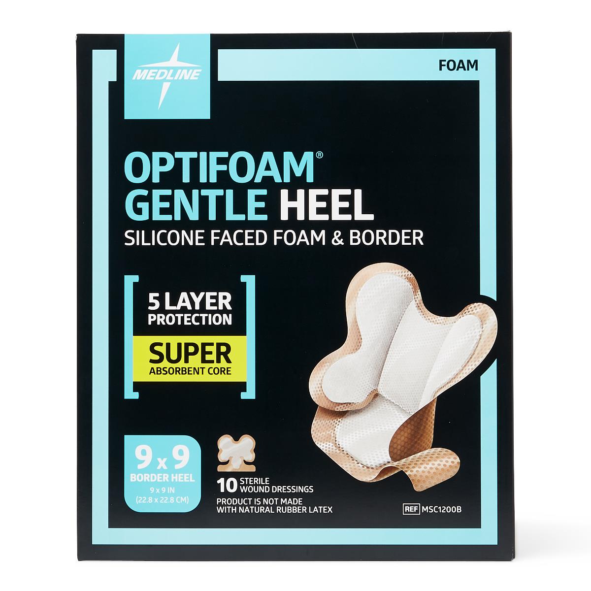 Optifoam Gentle Heel Silicone-Faced Foam Dressing - Waterproof Pressure Injury Prevention Bandage